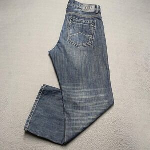 TK Axel Treadwell Jeans Mens 36x30 Blue‎ Denim Relaxed Straight Whiskered Faded